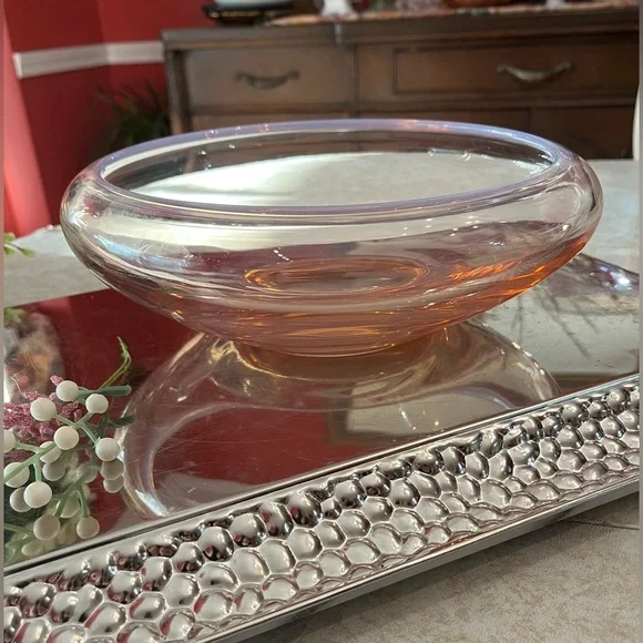 FOSTORIA SEASCAPE OPALESCENT PINK Floating Bowl 8½” to 10½” Rim 1959-70